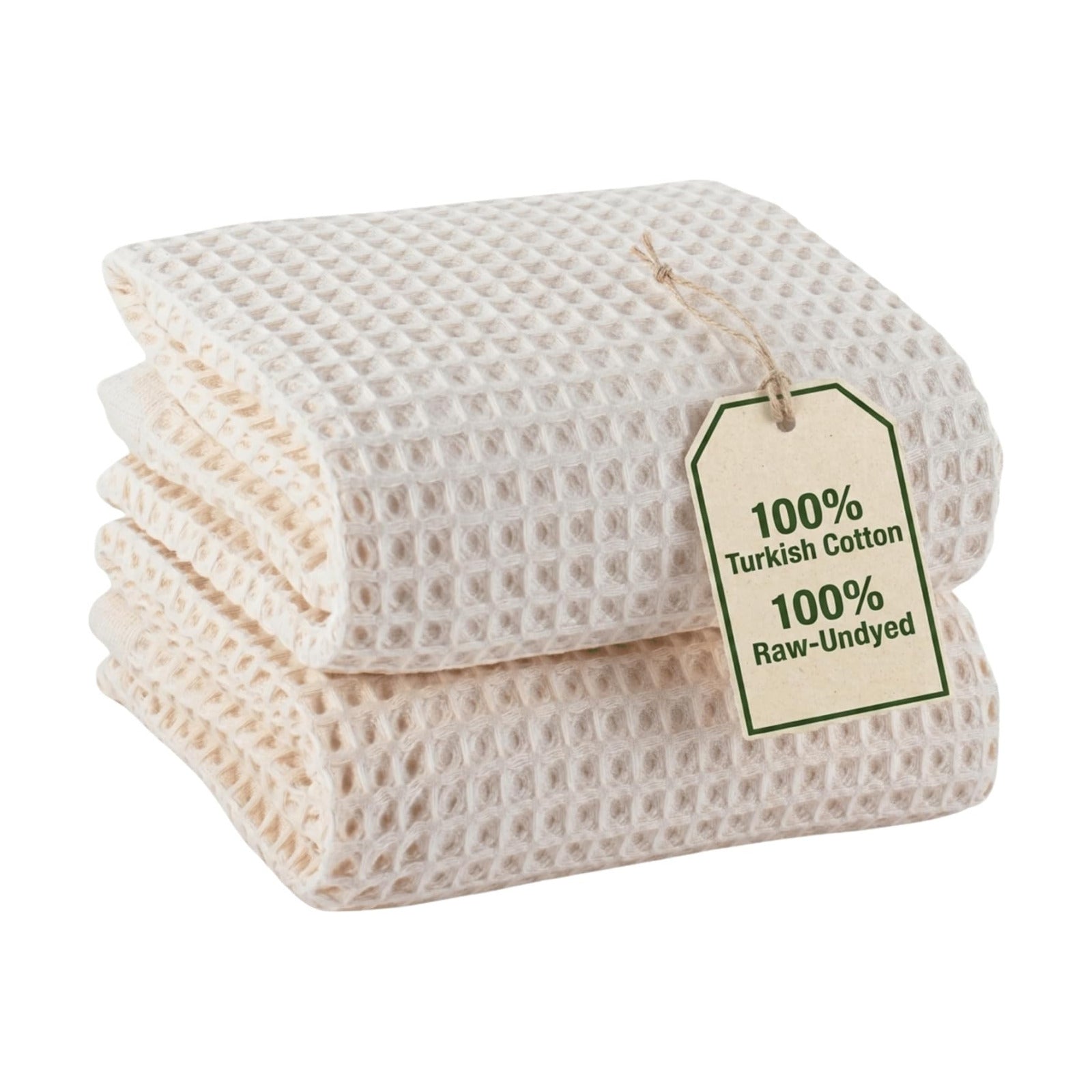 PÜSKÜL Natural 100% Turkish Cotton Waffle Bath Towels Set of 2, Extra-Large | Raw-Undyed, Oversize 32x63" Bath sheet