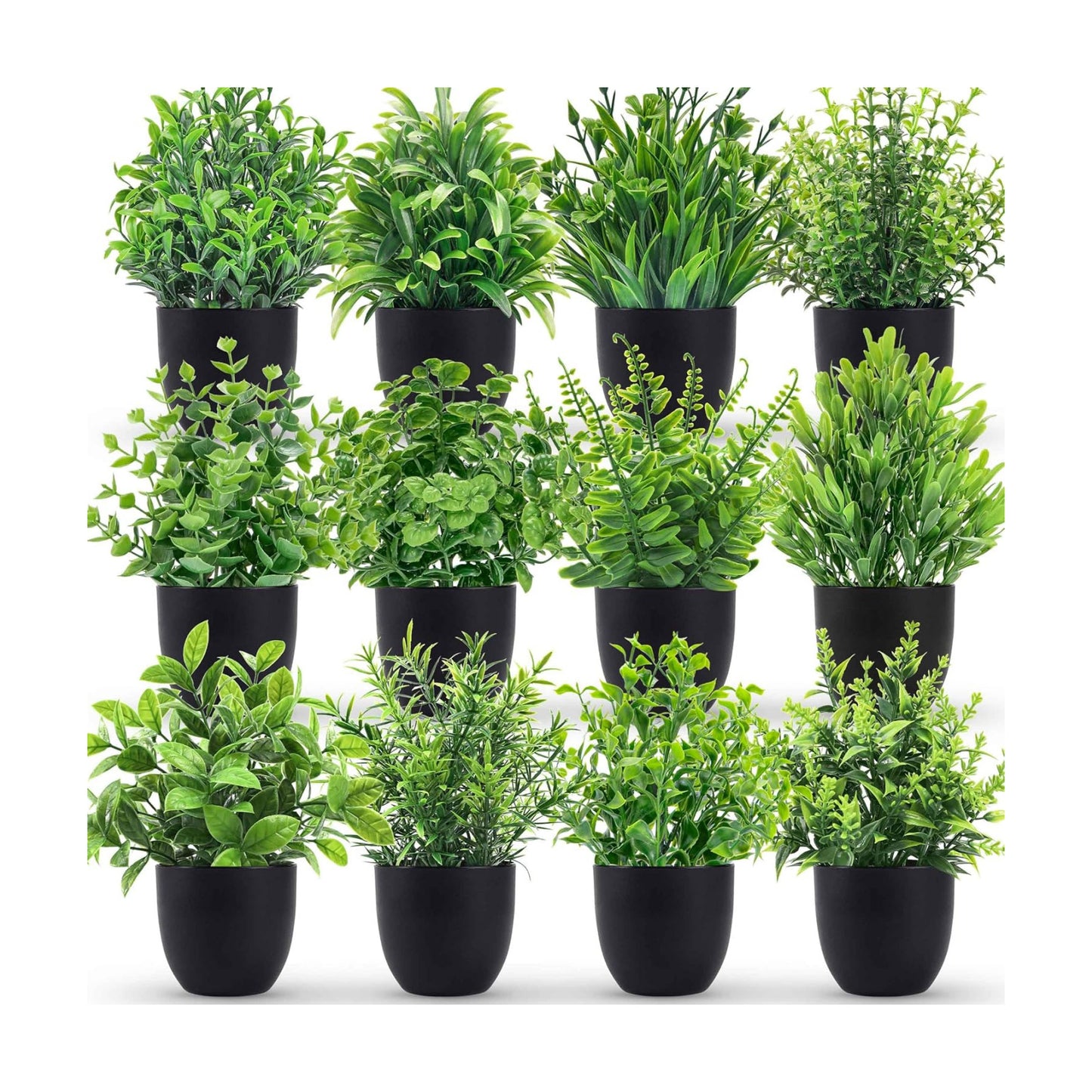 Der Rose 12 Pack Small Fake Plants in Black Pots, Bathroom Decor Indoor