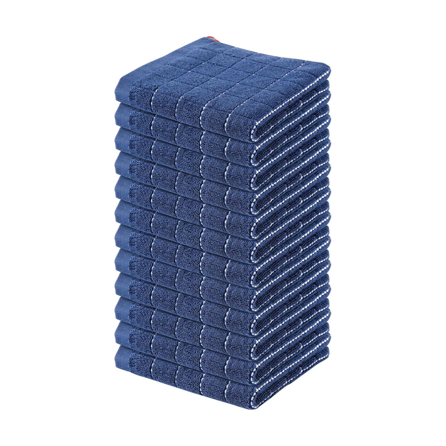 Homaxy 100% Cotton Terry Kitchen Dish Cloths, 12 Pack, Navy Blue | Ultra Soft and Absorbent Dish Towels for Kitchen