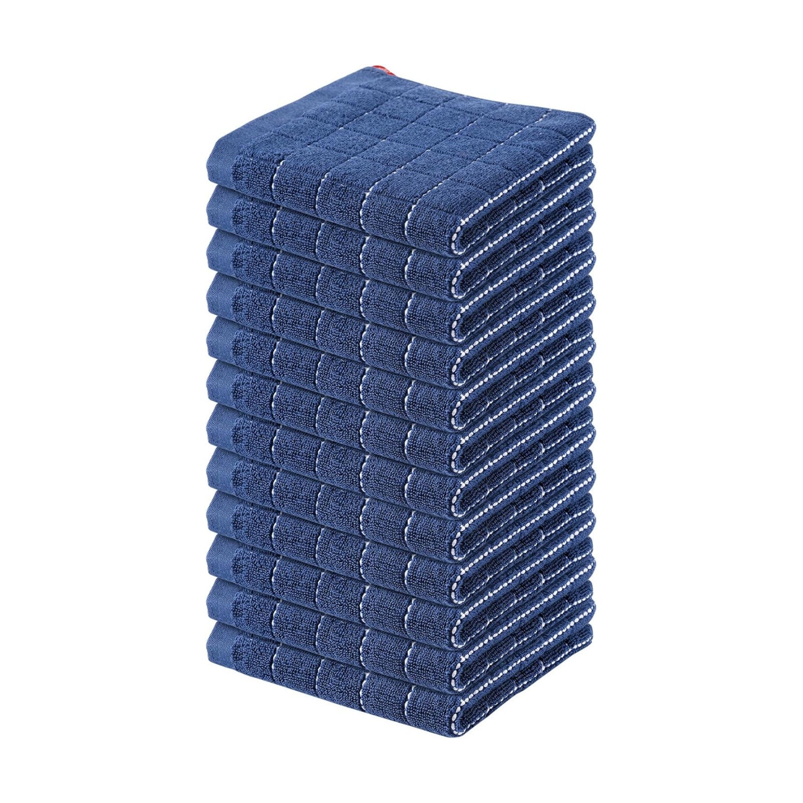 Homaxy 100% Cotton Terry Kitchen Dish Cloths, 12 Pack, Navy Blue | Ultra Soft and Absorbent Dish Towels for Kitchen