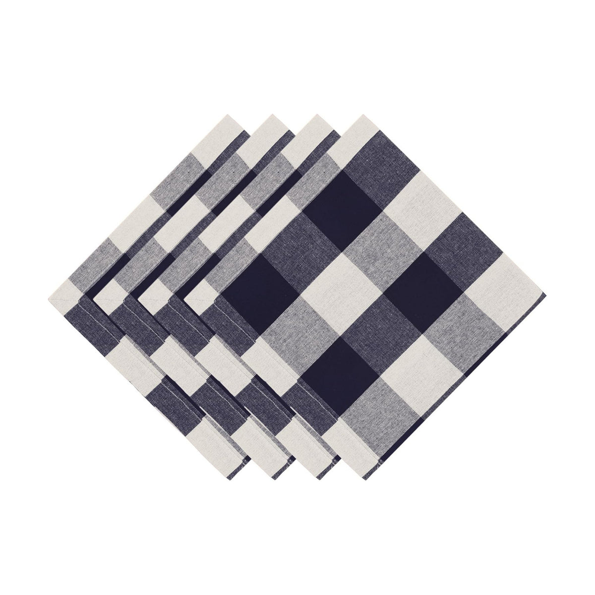 Cotton Cloth Napkins Set of 4, 20 x 20 Inches, Buffalo Plaid Washable Dinner Napkins, Farmhouse Style, Reusable Check Napkins for Restaurants, Party, Weddings and Holidays,Dark Navy Blue and Cream