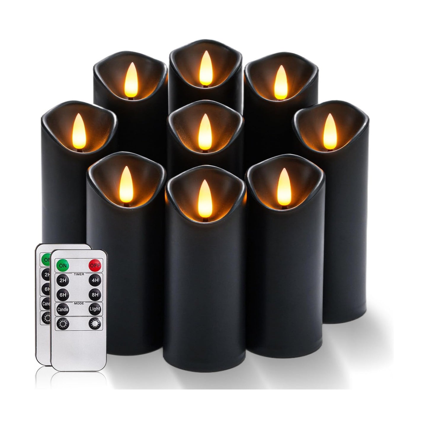 Homemory Black Flameless Candles, Halloween Candles, Battery Operated Candles, LED Pillar Candles with Remote Control