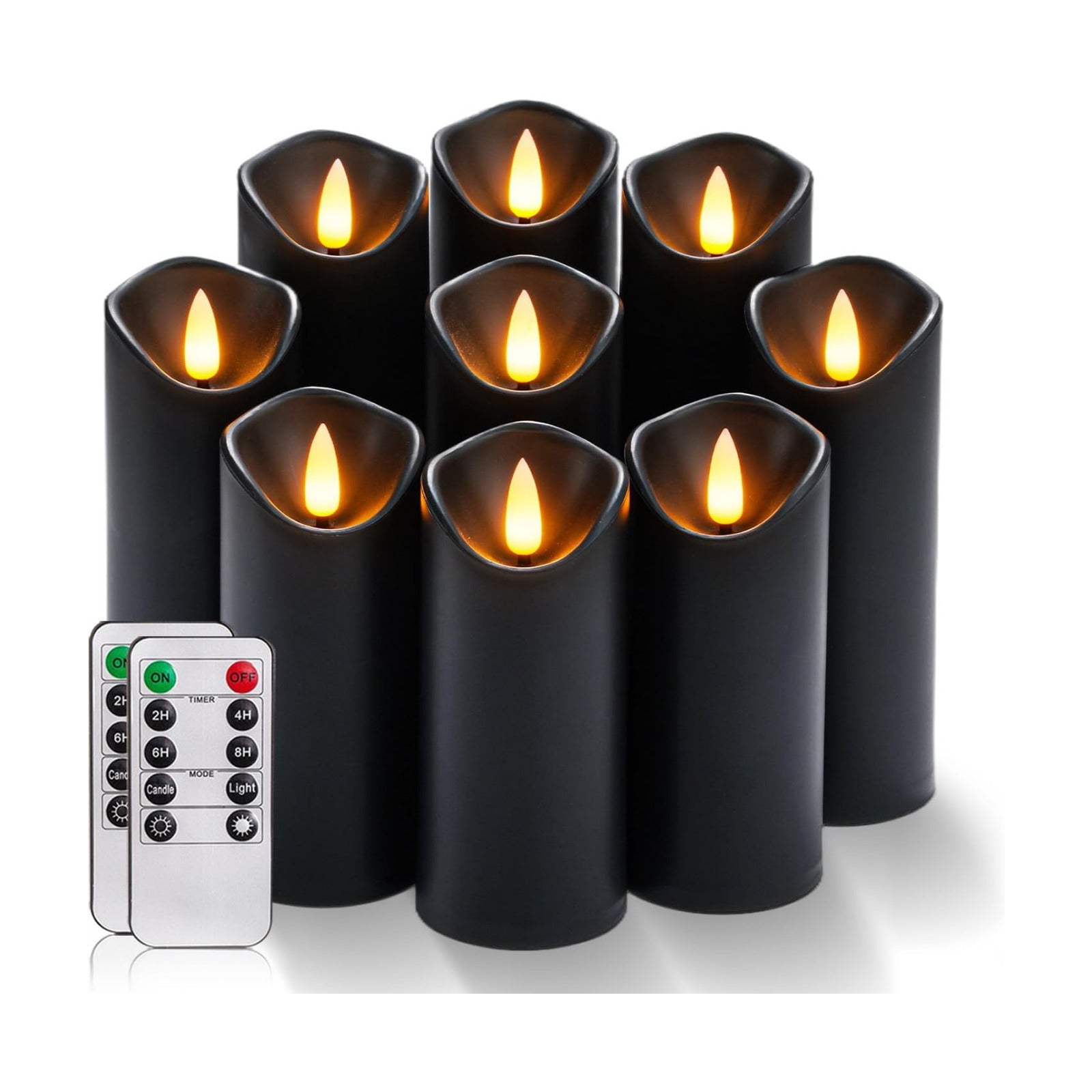 Homemory Black Flameless Candles, Halloween Candles, Battery Operated Candles, LED Pillar Candles with Remote Control