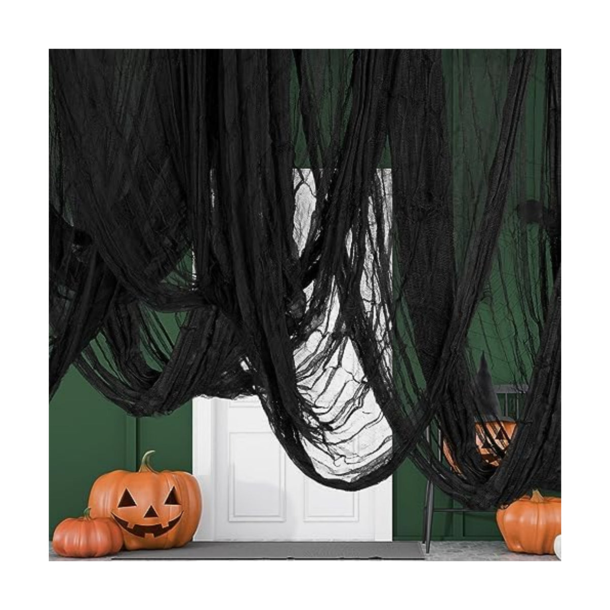 600" x 85" Creepy Halloween Cloth - Black Spooky Fabric - Large Creepy Halloween Decorations for Haunted House, Window Backdrops, Garden Party, Yard, Wall, Doorway