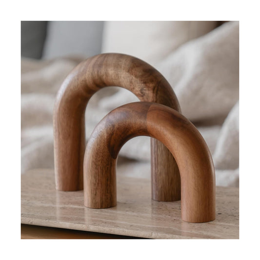 Wood Arch Bookshelf Decor / Brown / 2-piece