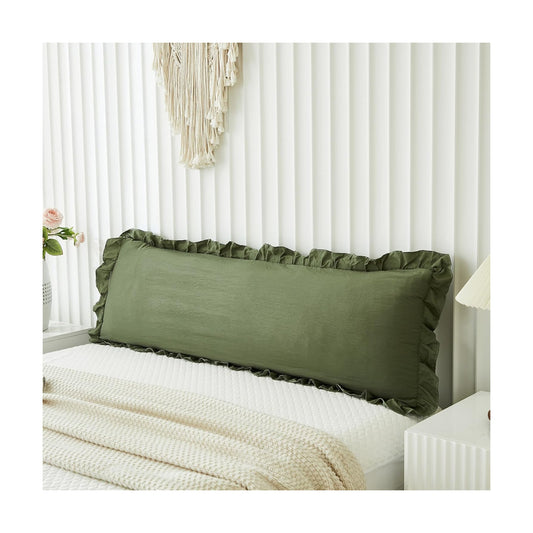 Shabby Chic Pillow Cover / Body / Olive Green / 20 x 54