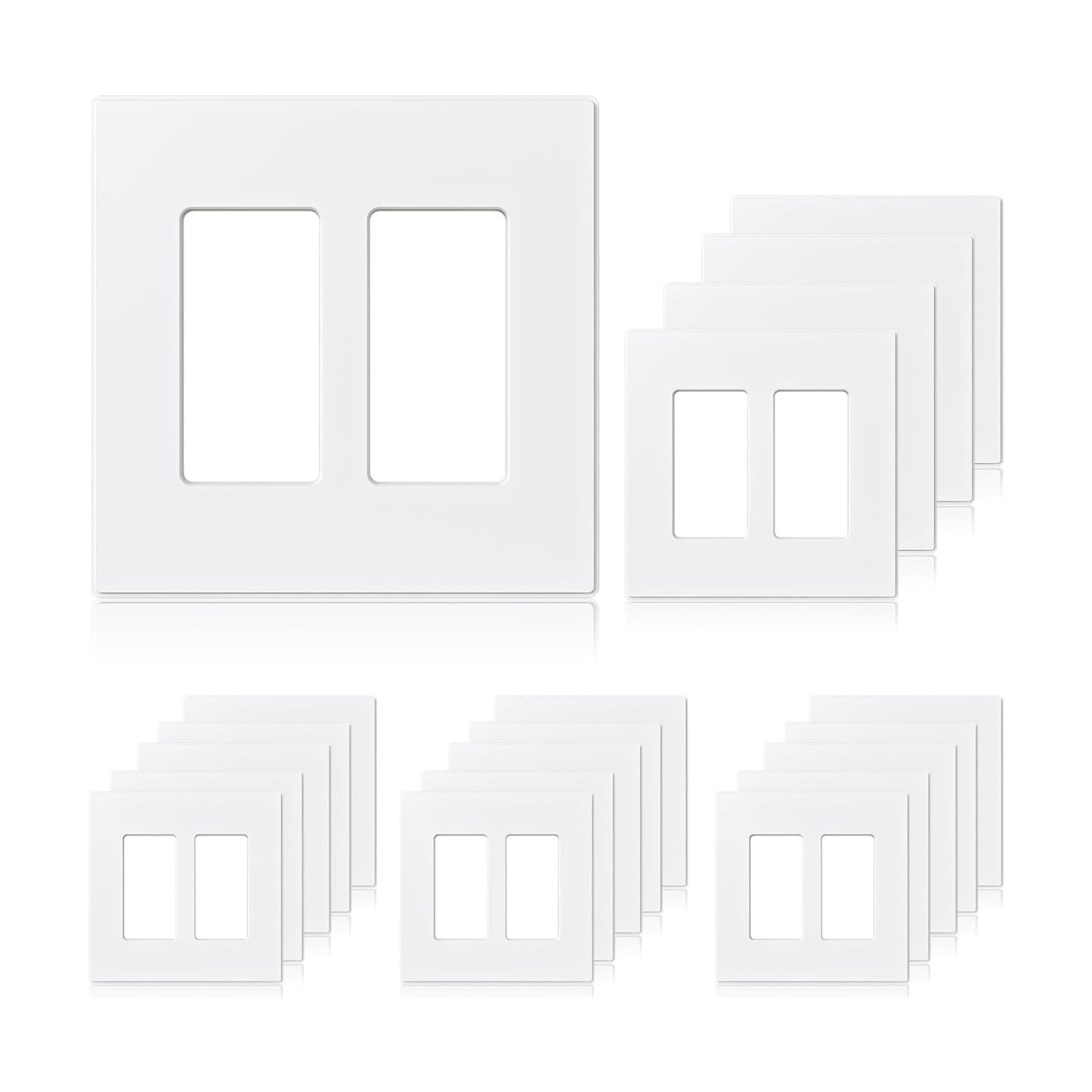 ELEGRP 2-Gang Screwless Decorative Wall Plates, Mid-Size Cover Plates, Unbreakable Thermoplastic Faceplate Cover for