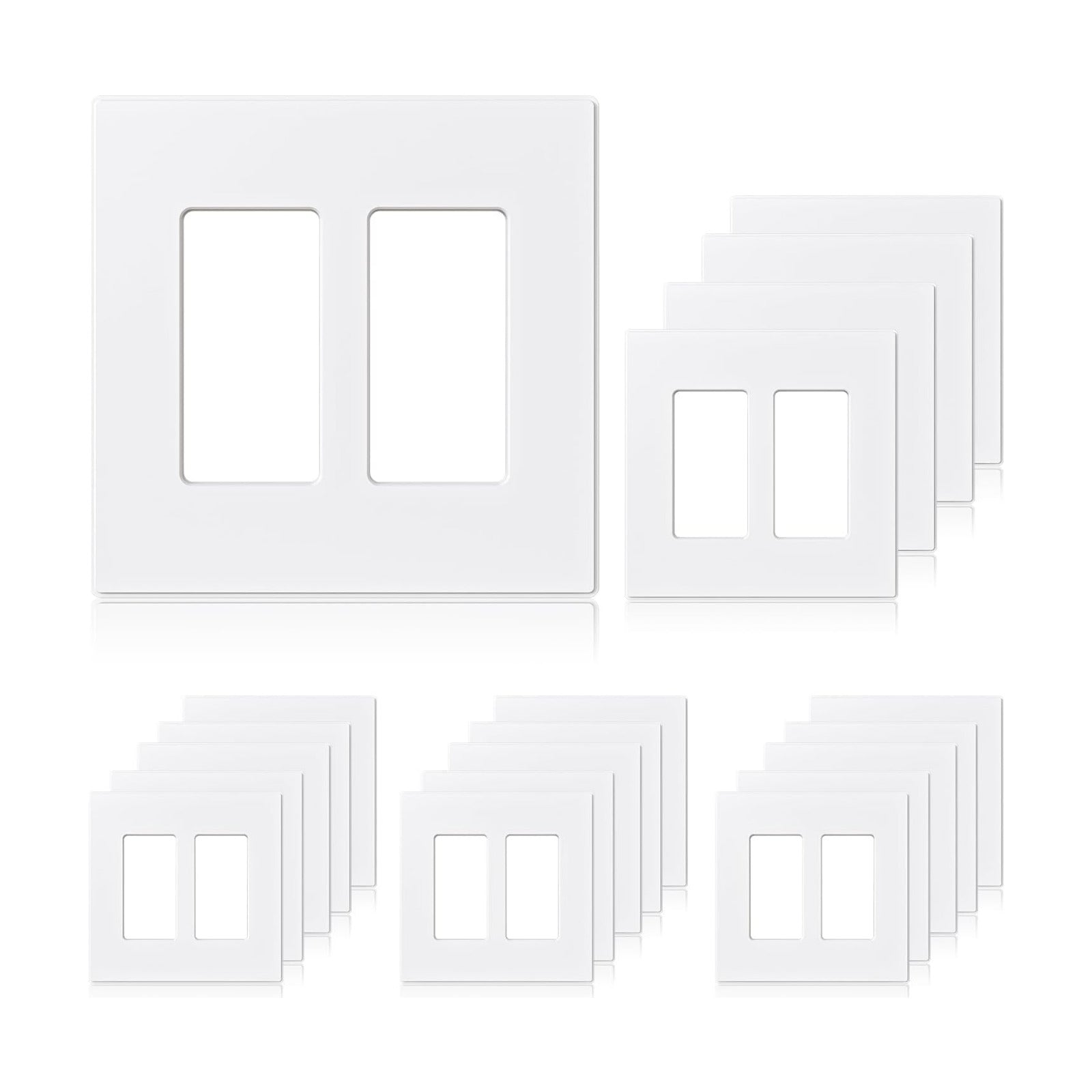 ELEGRP 2-Gang Screwless Decorative Wall Plates, Mid-Size Cover Plates, Unbreakable Thermoplastic Faceplate Cover for