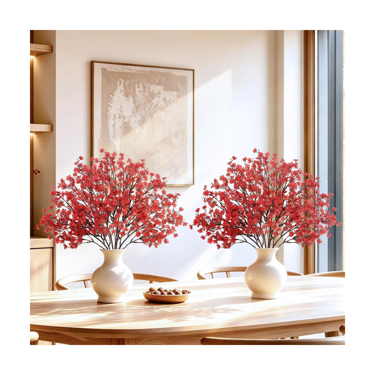 Uieke 15 Pcs Babys Breath Artificial Flowers Bulk Silk Red Faux Flowers Real Touch Gypsophila Bouquet for Christmas Halloween Home Wedding Decoration