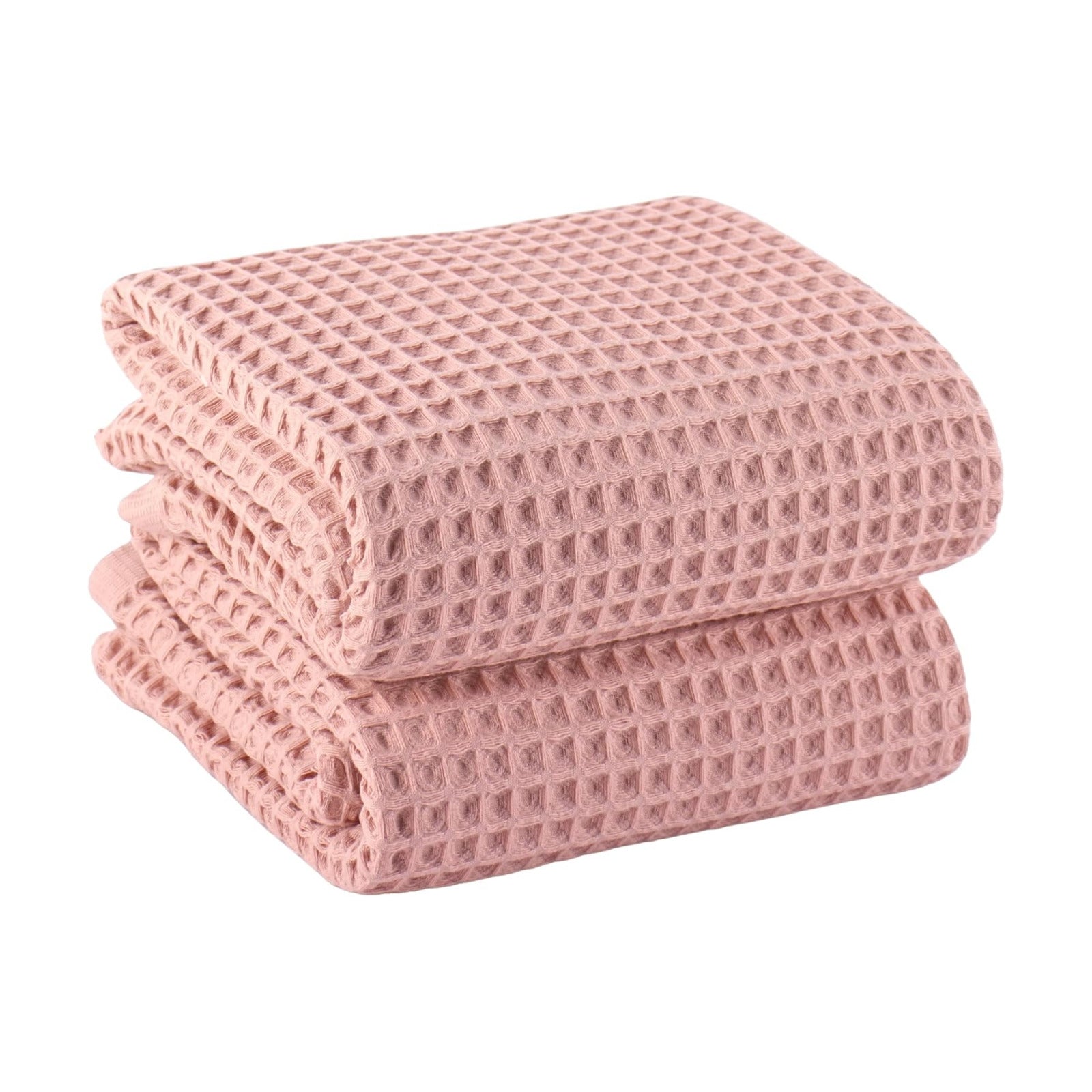 PÜSKÜL Natural 100% Turkish Cotton Waffle Bath Towels Set of 2, Extra-Large | Pink Powder, Oversize 32x63" Bath sheet
