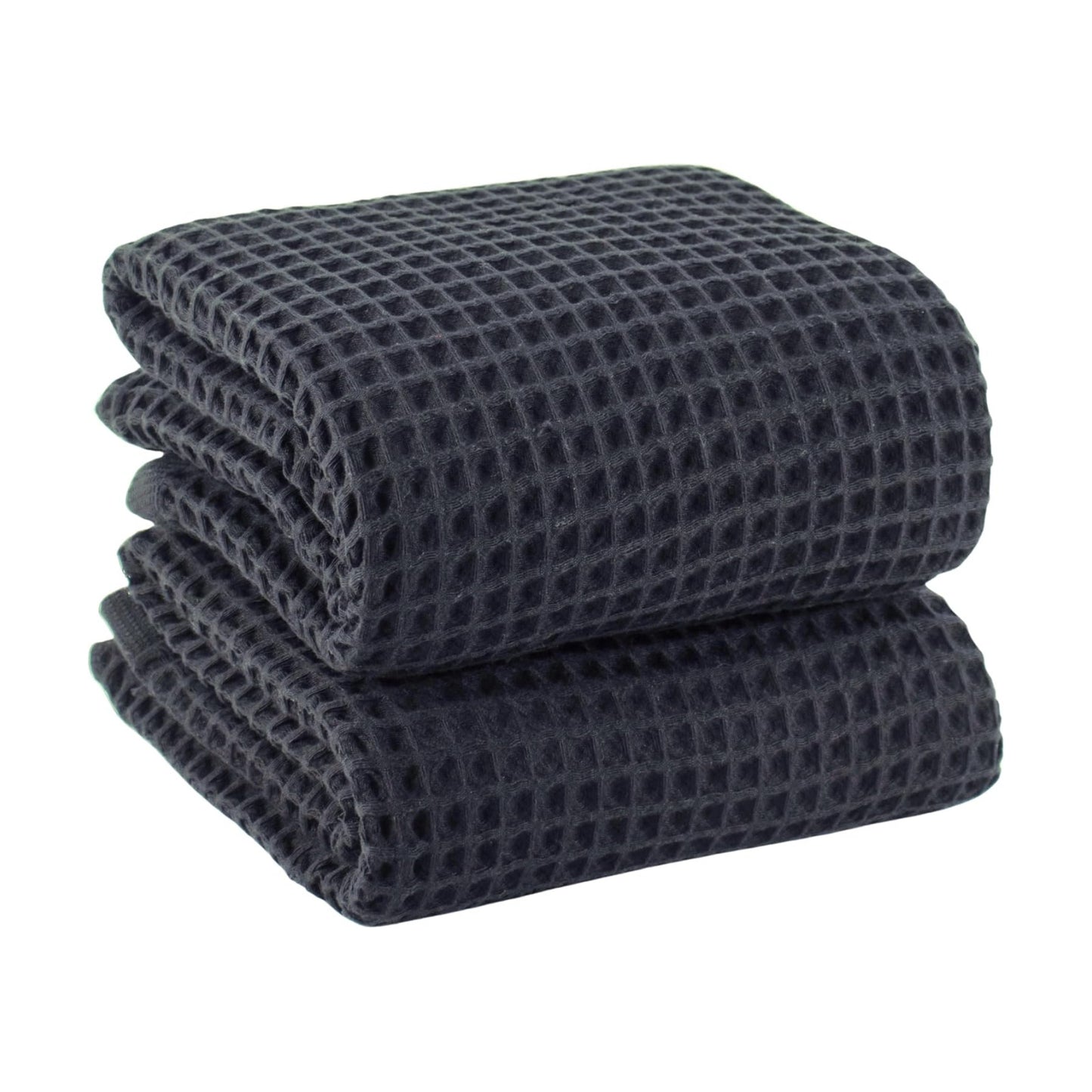 PÜSKÜL Natural 100% Turkish Cotton Waffle Bath Towels Set of 2, Extra-Large | Dark Gray, Oversize 32x63" Bath sheet