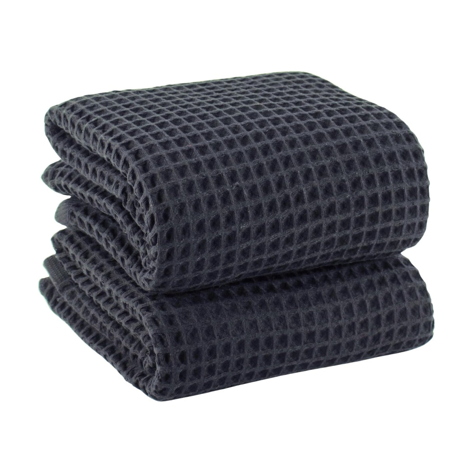PÜSKÜL Natural 100% Turkish Cotton Waffle Bath Towels Set of 2, Extra-Large | Dark Gray, Oversize 32x63" Bath sheet