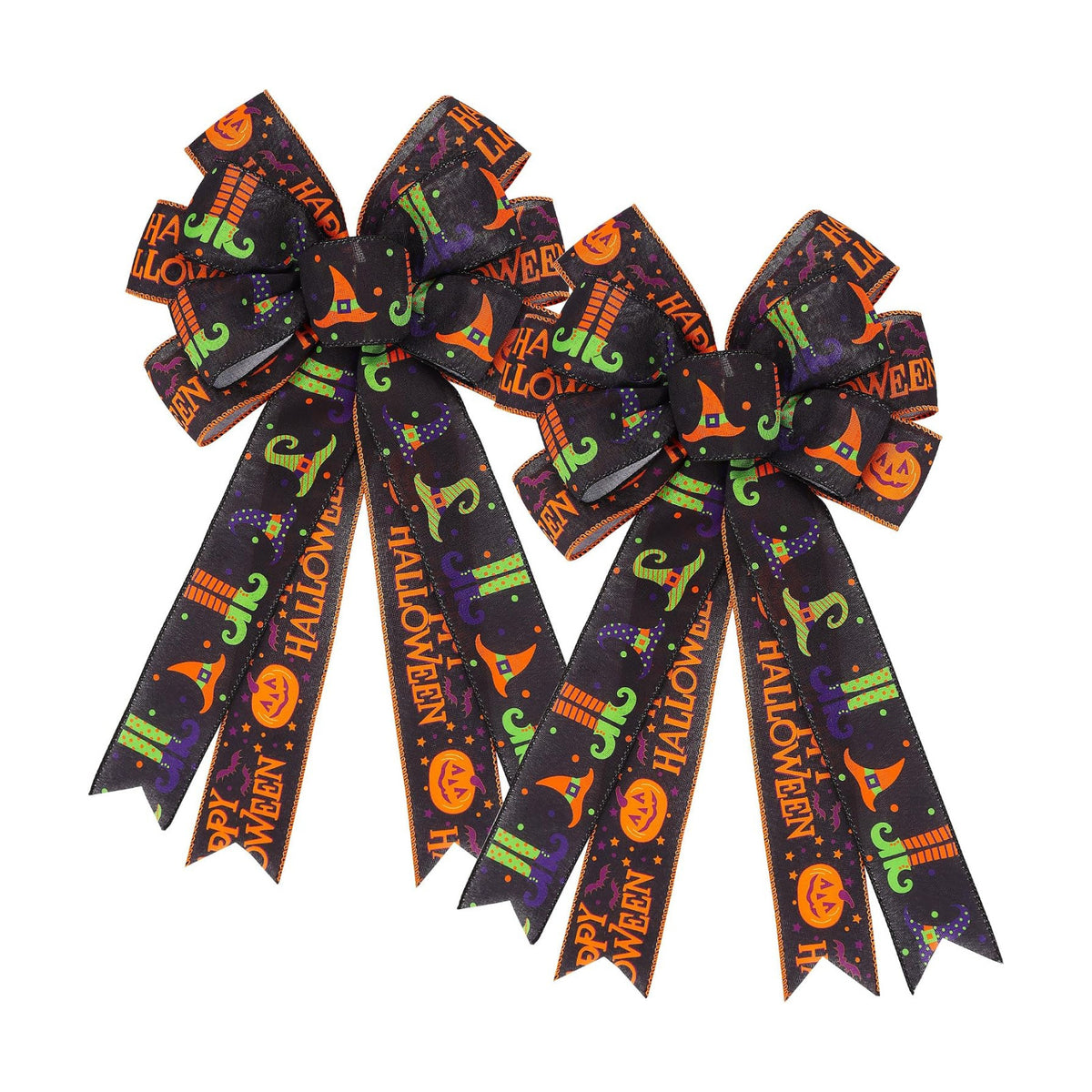 2PCS Large Halloween Wreath Bows for Indoor Outdoor Tree Topper Wall Decor