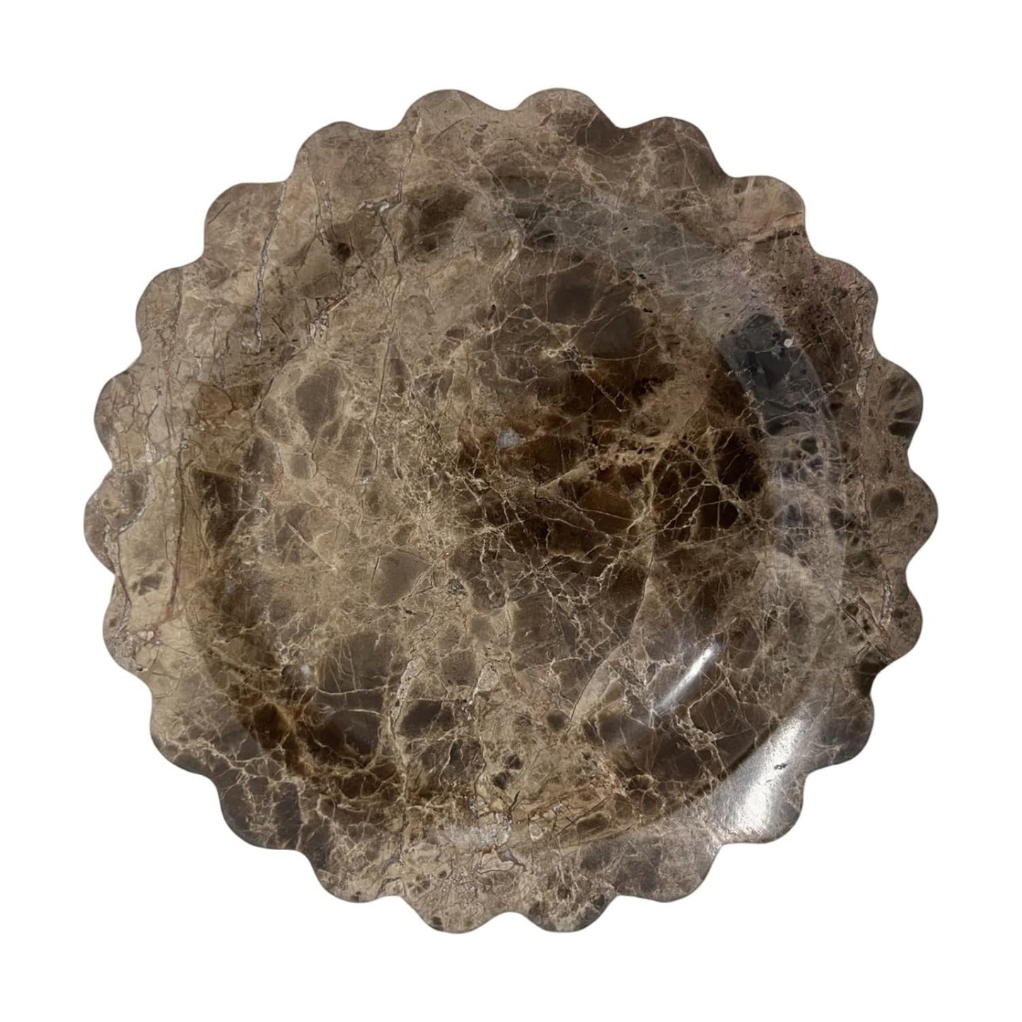 Marble Tray Round Scalloped Tray Small Serving Platter for Counter / Coffee Net