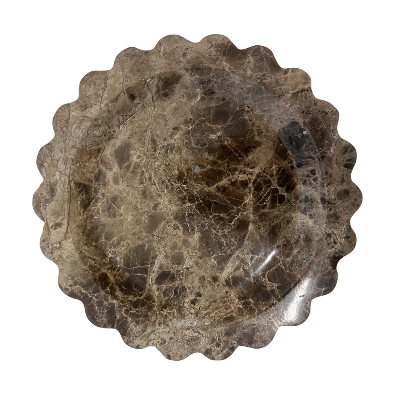 Marble Tray Round Scalloped Tray Small Serving Platter for Counter / Coffee Net