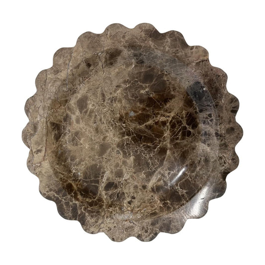 Marble Tray Round Scalloped Tray Small Serving Platter for Counter / Coffee Net