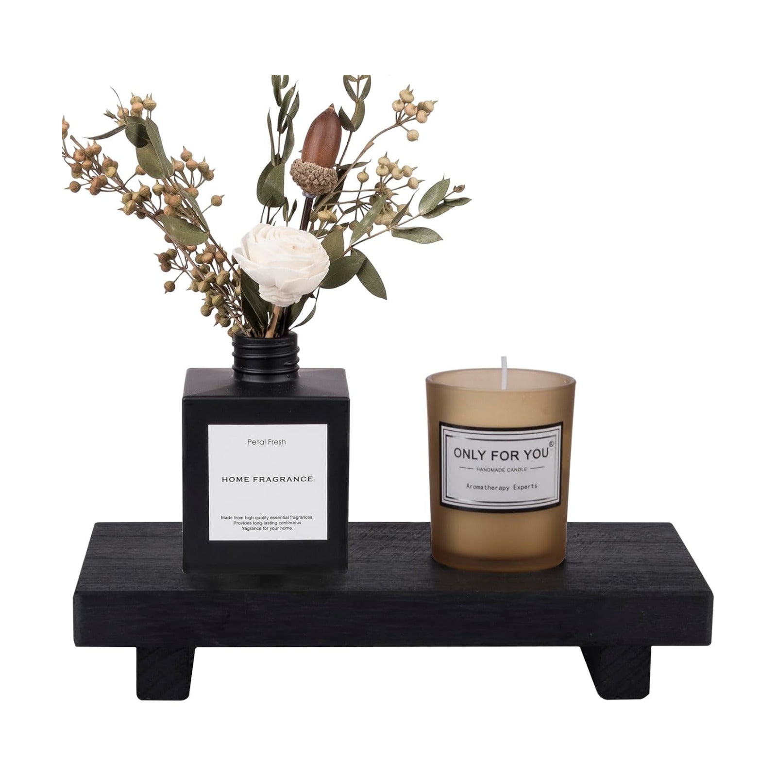 Wood Bathroom Tray Farmhouse Decor Kitchen Soap Holder, 8.7" x 3.6" Black