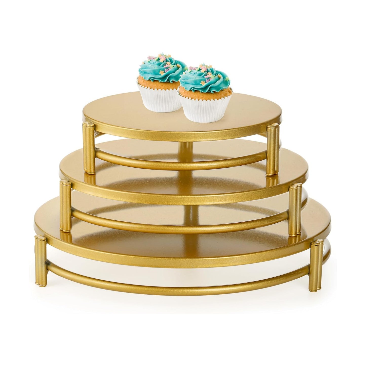 3 Pack Gold Cake Stands, 8/10/12 Inch Metal Cupcake Display Stands Dessert Trays, Table Decoration Cookies Serving