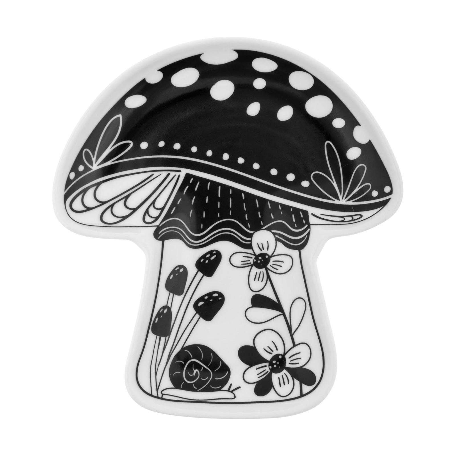 BOHO B&W SHAPED TRINKET TRAY MUSHROOM