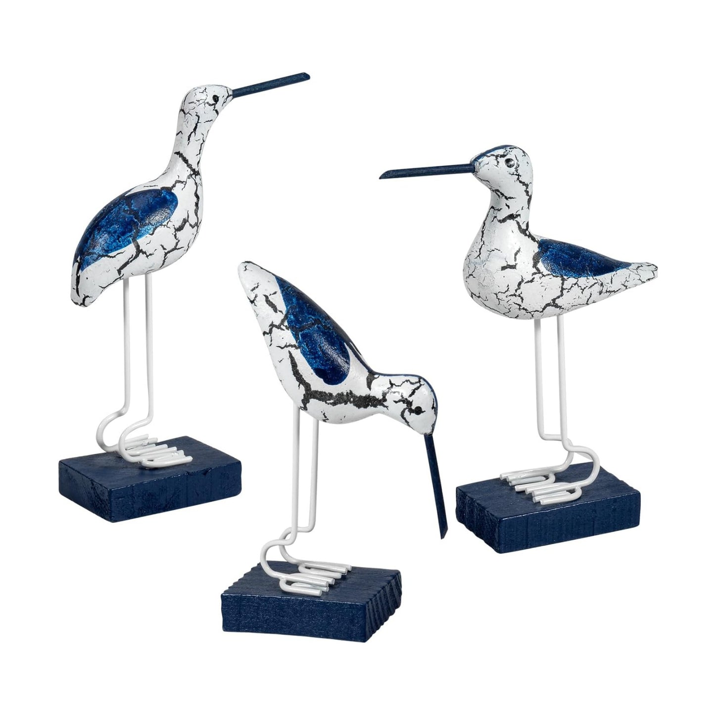 Bird Figurines Nautical Decor / Dark Blue-white-3p / Set of 3