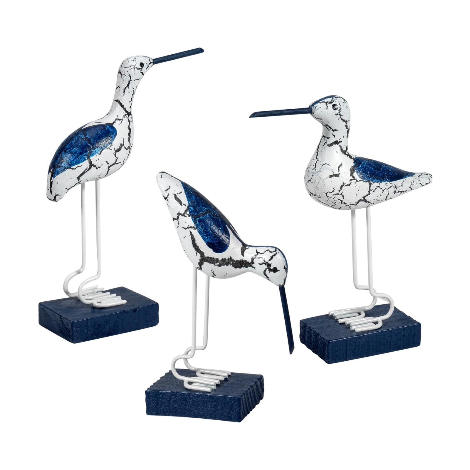 Bird Figurines Nautical Decor / Dark Blue-white-3p / Set of 3