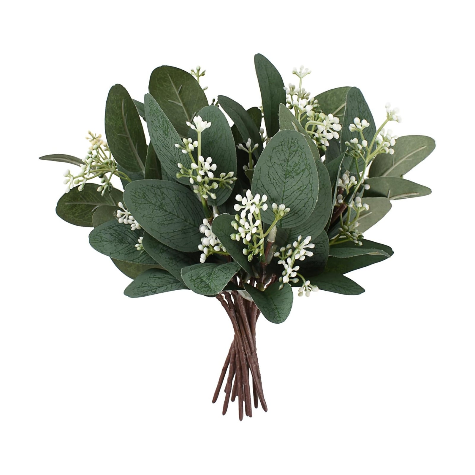 Faux Eucalyptus Branches Greenery / White / Set of 12