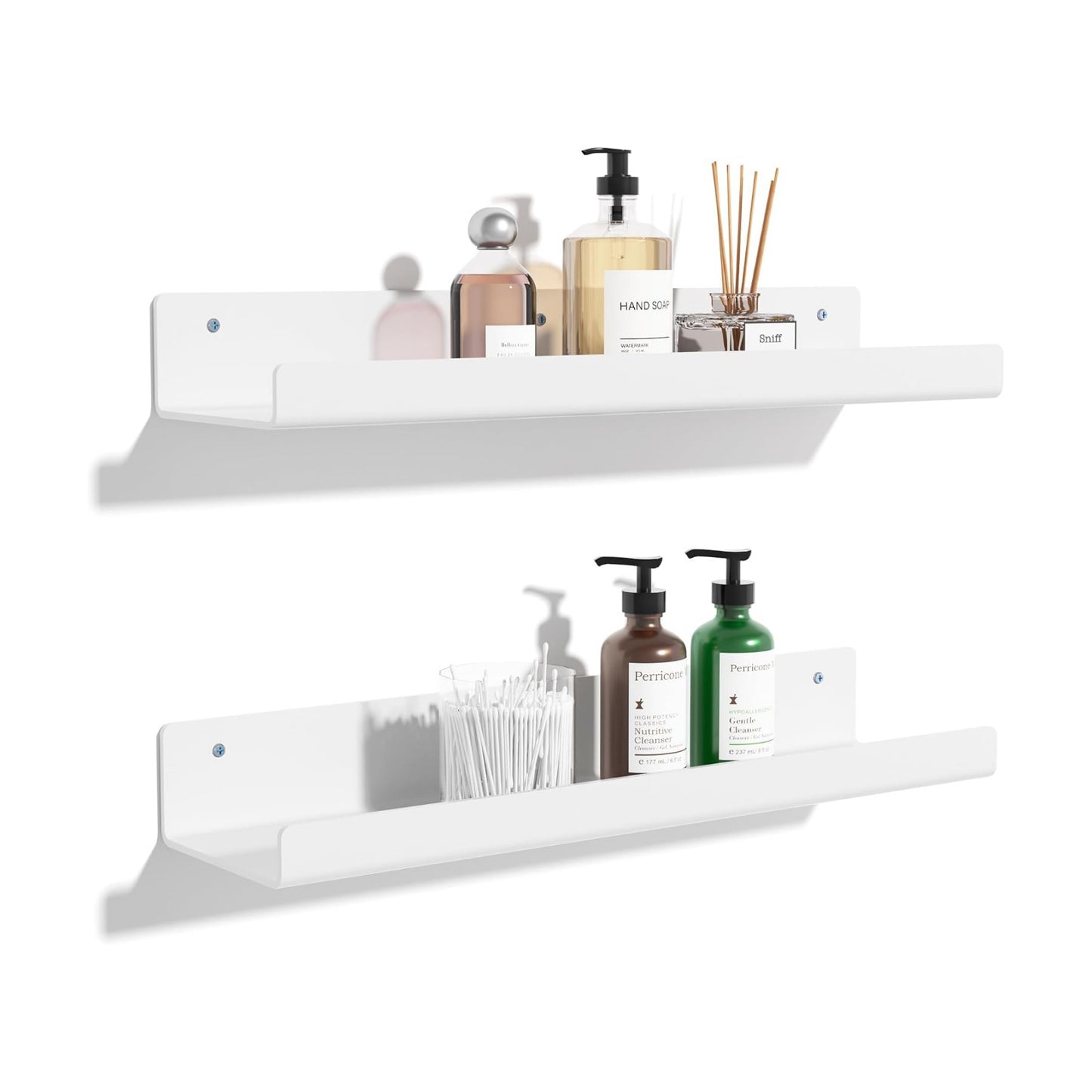 upsimples 2 Pcs 15" Acrylic Shelves for Wall Organize and Display, White