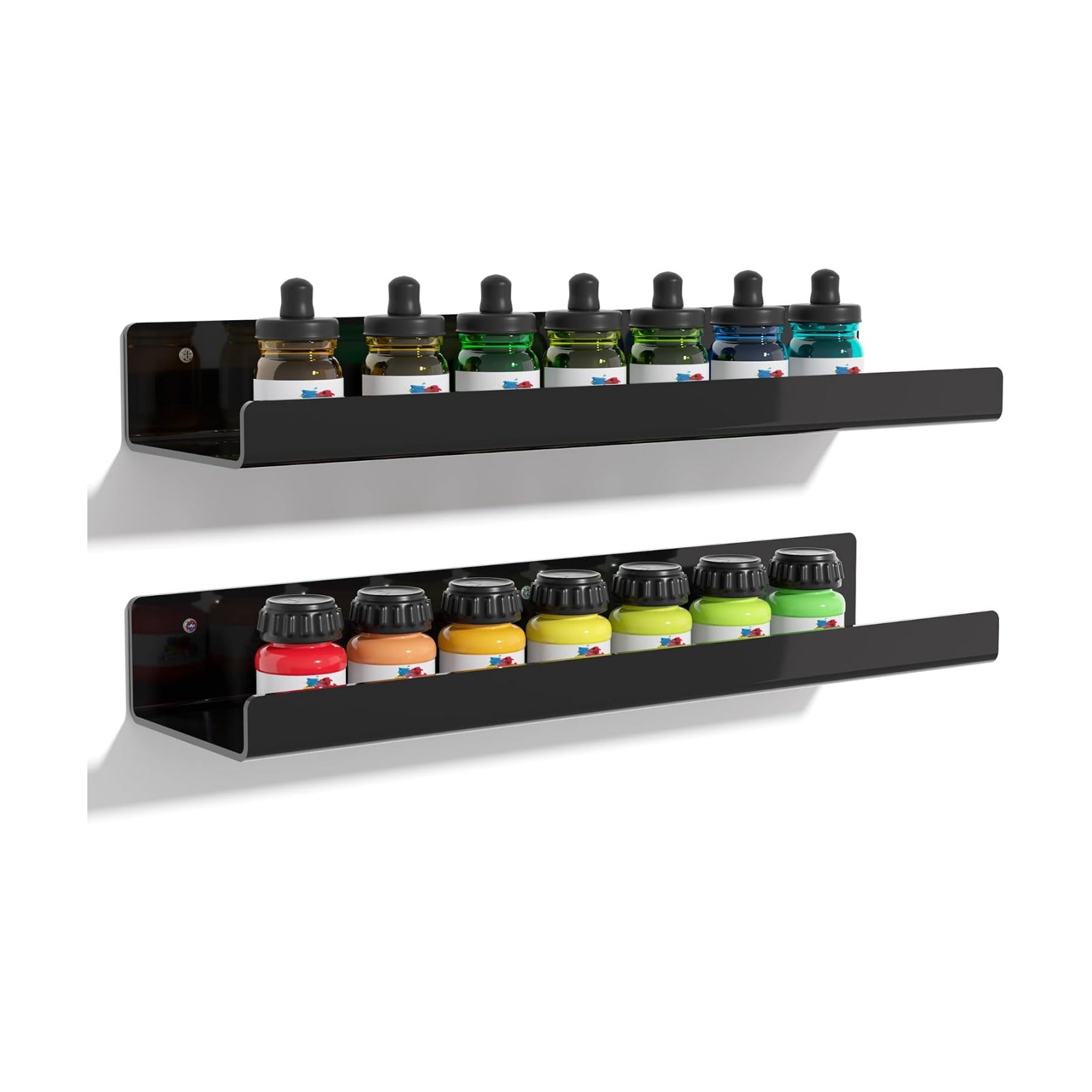 upsimples 2 Pcs 15" Acrylic Shelves for Wall Organize and Display, Black