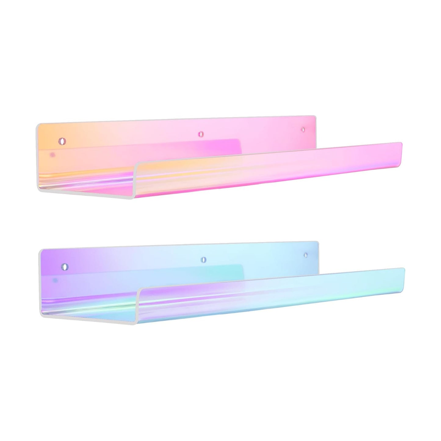 upsimples 2 Pcs 15" Iridescent Acrylic Shelves for Wall Decor and Display