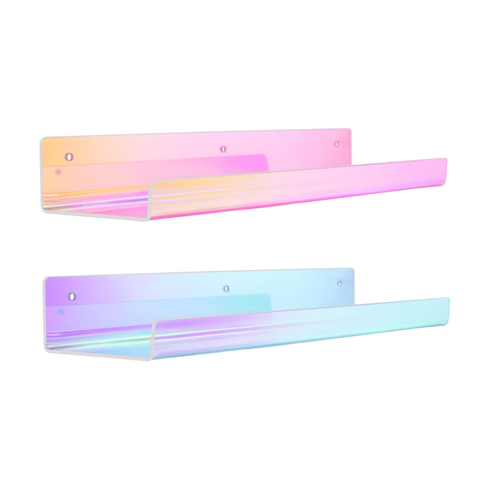 upsimples 2 Pcs 15" Iridescent Acrylic Shelves for Wall Decor and Display