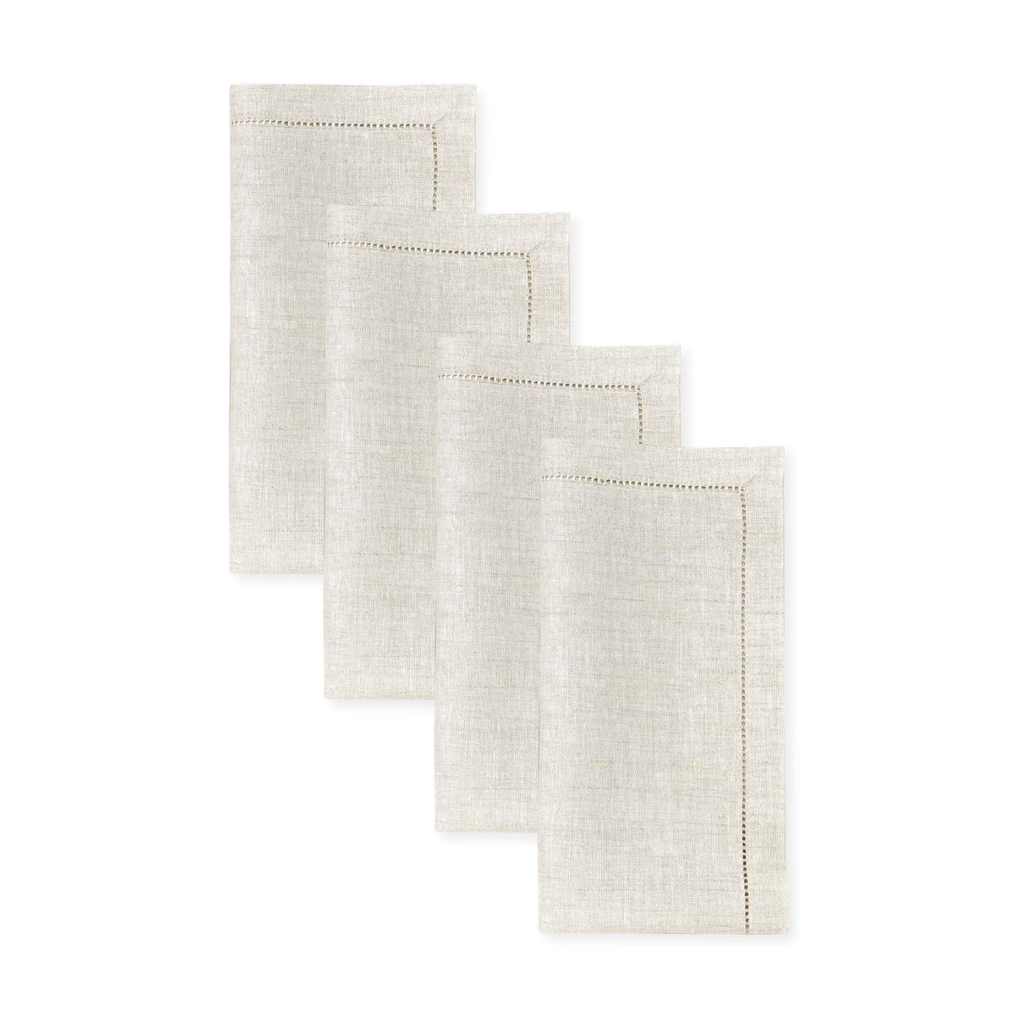 Signature Linen™ by D'Moksha Light Natural Dinner Napkins Set of 4, 20 x 20 Inch Cloth Napkins, 100% Pure Linen