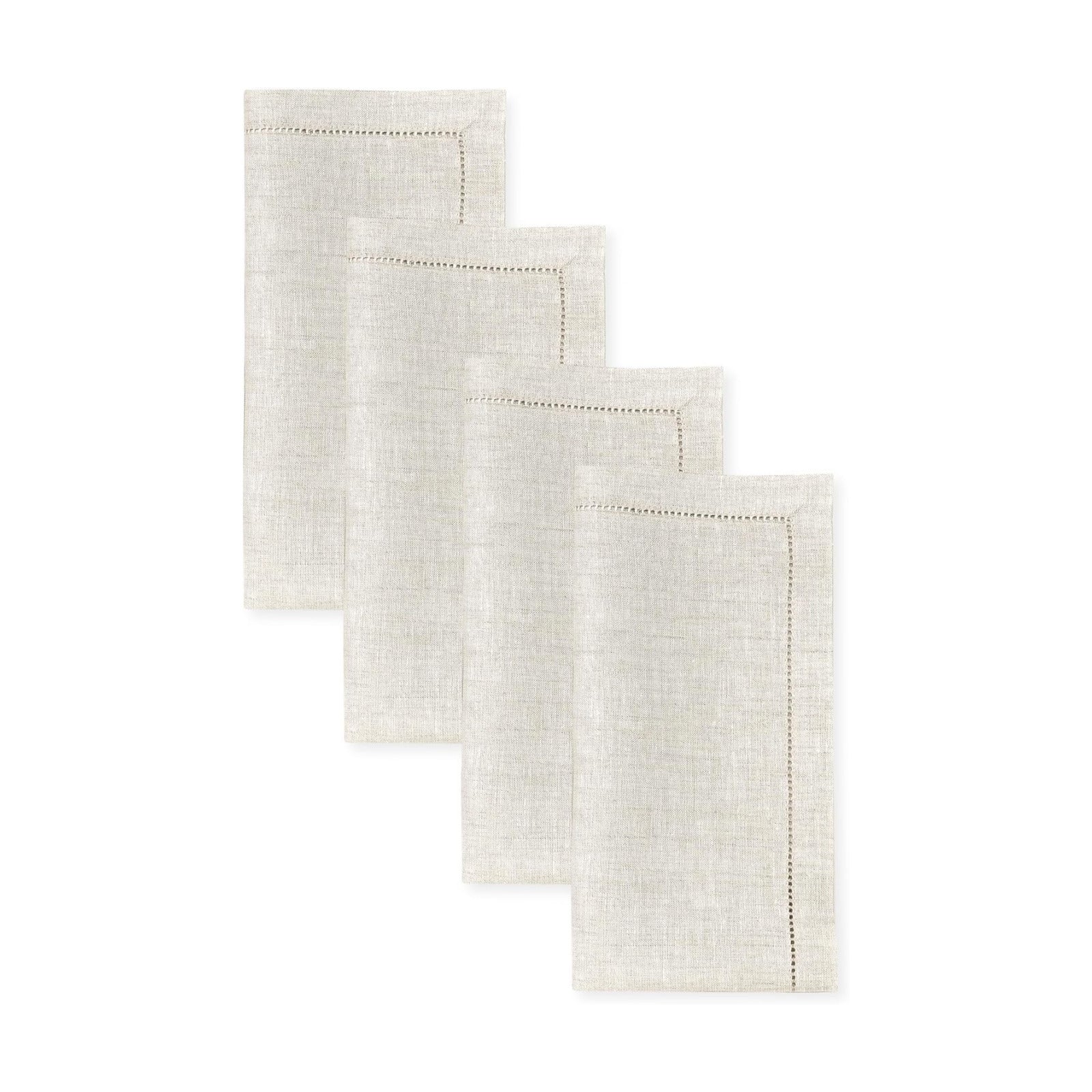 Signature Linen™ by D'Moksha Light Natural Dinner Napkins Set of 4, 20 x 20 Inch Cloth Napkins, 100% Pure Linen