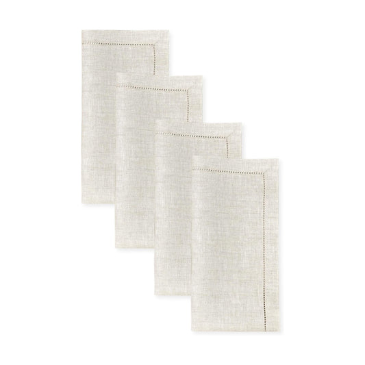 Signature Linen™ by D'Moksha Light Natural Dinner Napkins Set of 4, 20 x 20 Inch Cloth Napkins, 100% Pure Linen