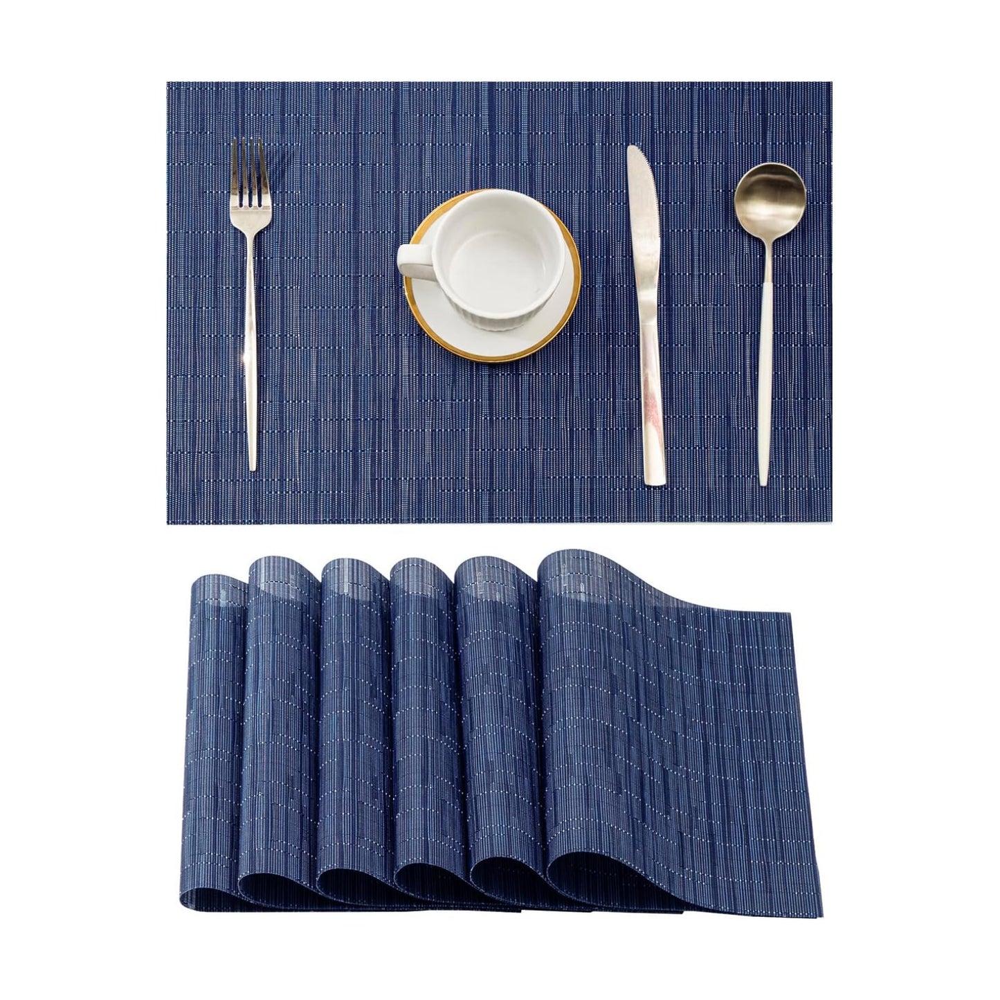Washable Durable PVC Vinyl / E1- Blue / Set of 6