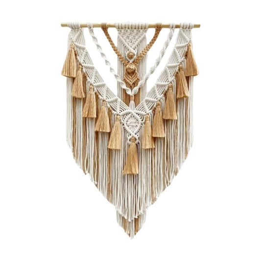 Woven Macrame Wall Art for Decorating / Brown