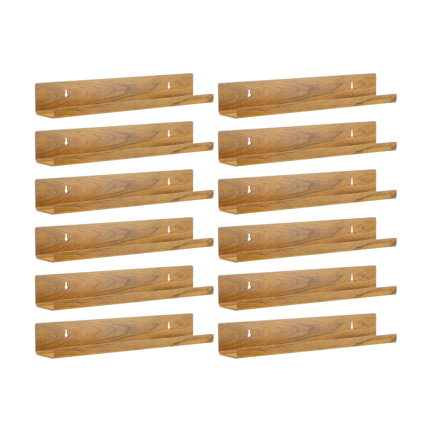 Blulu 12 Packs 14 Inch Acrylic Floating Shelf Wall Mounted Invisible Acrylic Shelf Ledge Floating Bookshelf for Living