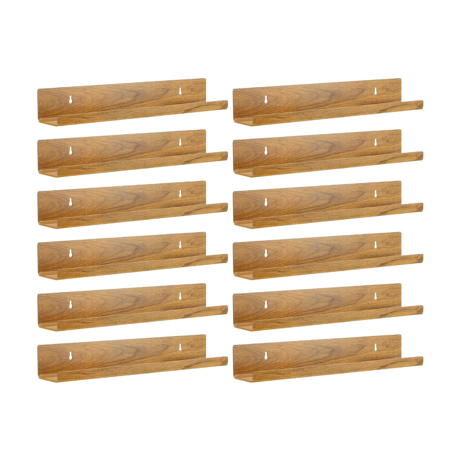 Blulu 12 Packs 14 Inch Acrylic Floating Shelf Wall Mounted Invisible Acrylic Shelf Ledge Floating Bookshelf for Living
