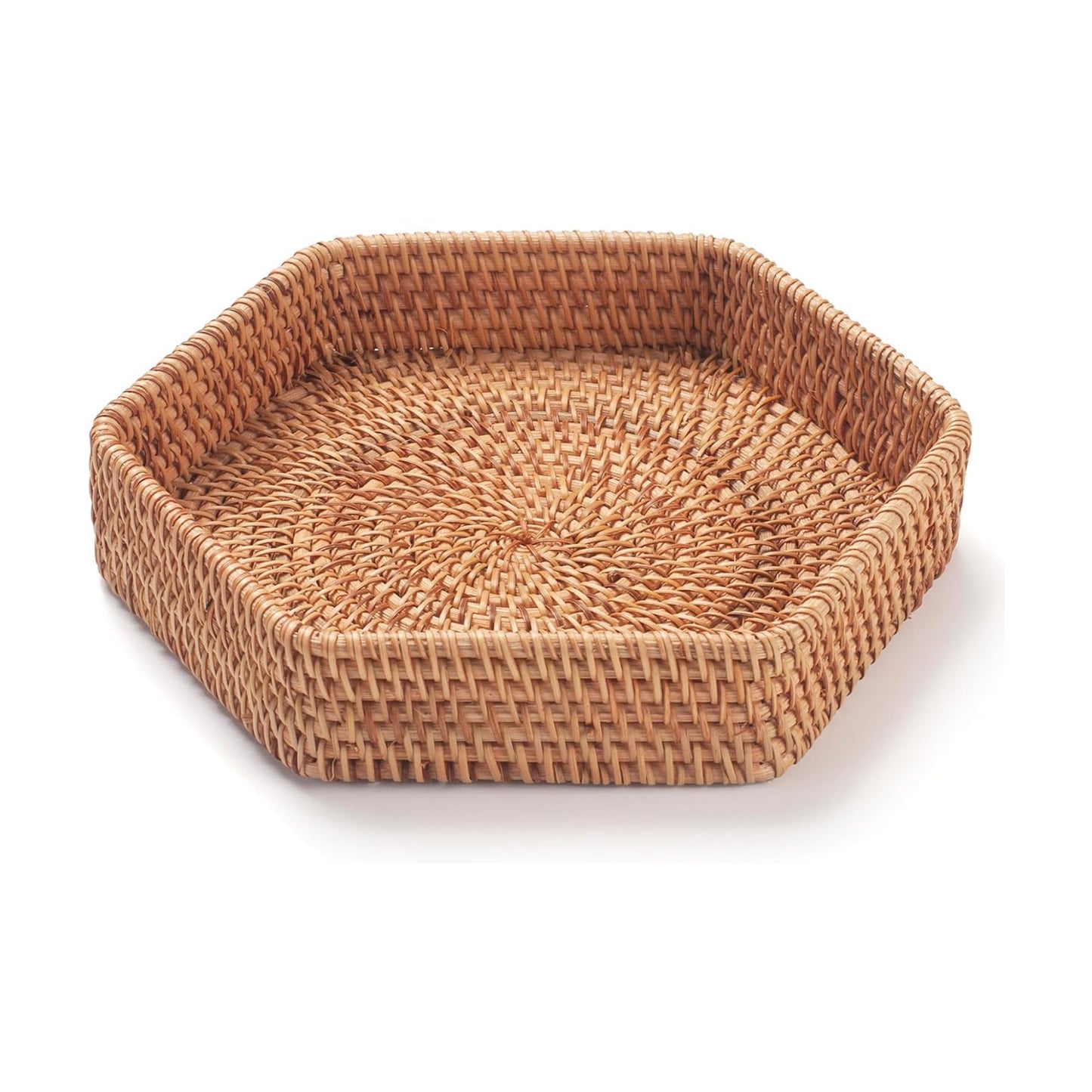 Hexagon Rattan Serving Tray / 8.7 x 8.7 x 1.8 / Natural