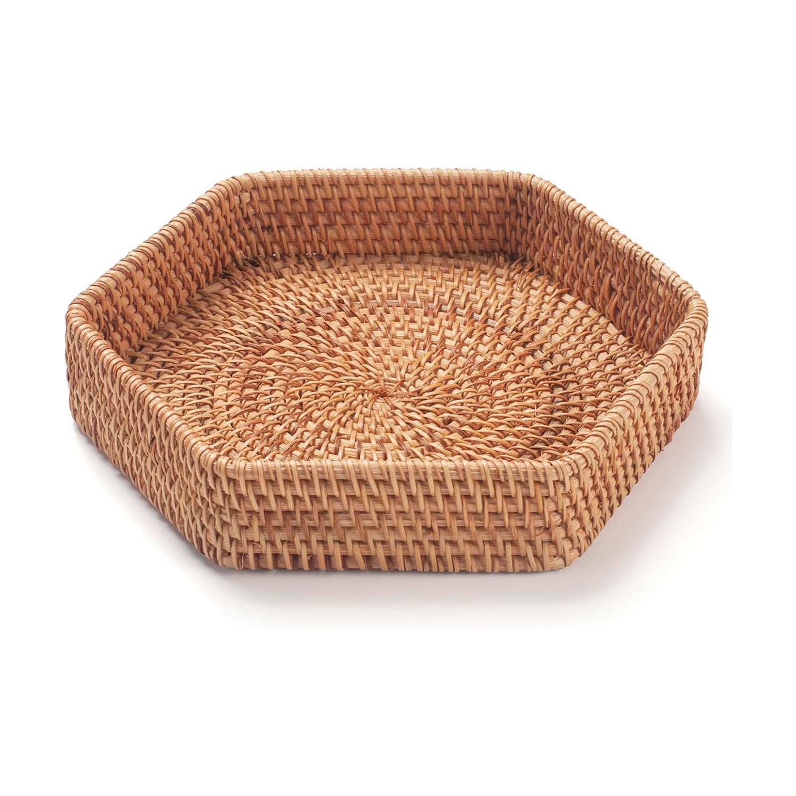 Hexagon Rattan Serving Tray / 8.7 x 8.7 x 1.8 / Natural