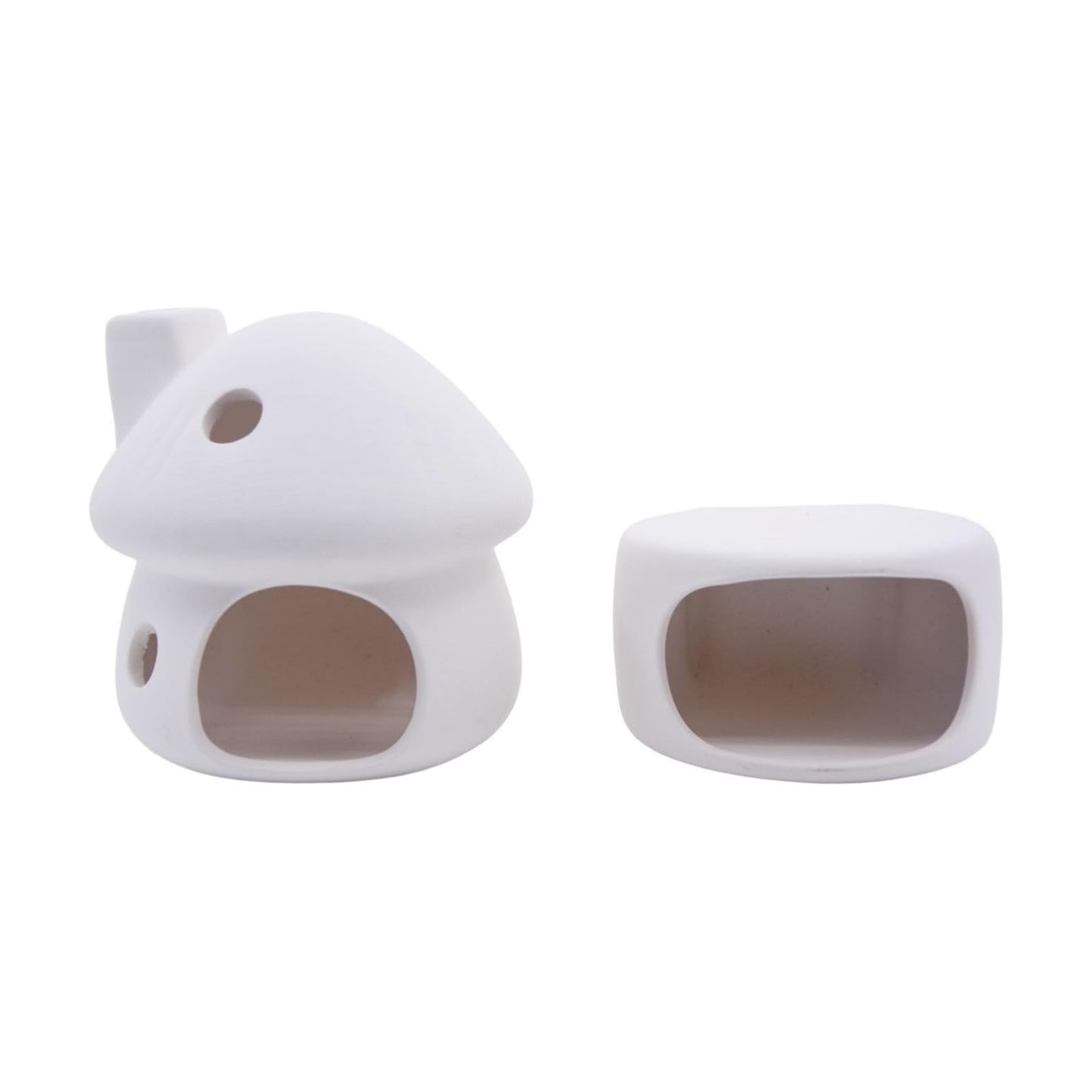 Aquarium Decor Ceramic Mushroom House / White B