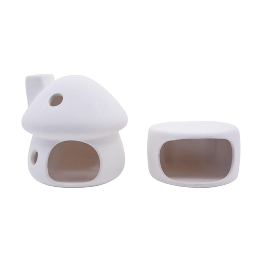 Aquarium Decor Ceramic Mushroom House / White B