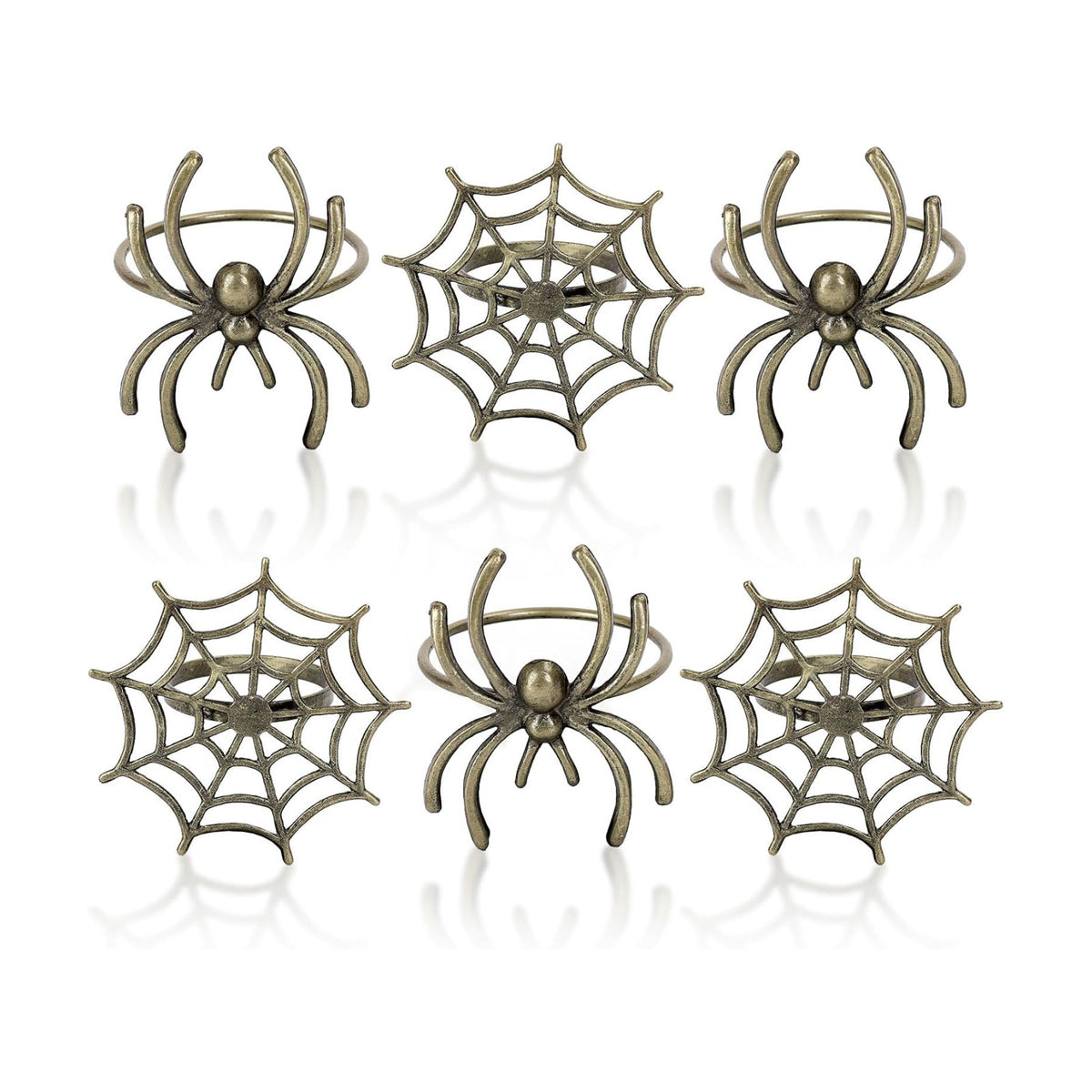Whaline 6 Pcs Halloween Napkin Ring Holders Halloween Spider Napkin Rings Metal Spider Web Napkin Buckle Dinner Table Rings for Halloween Party Themed Gatherings Dinners Decor