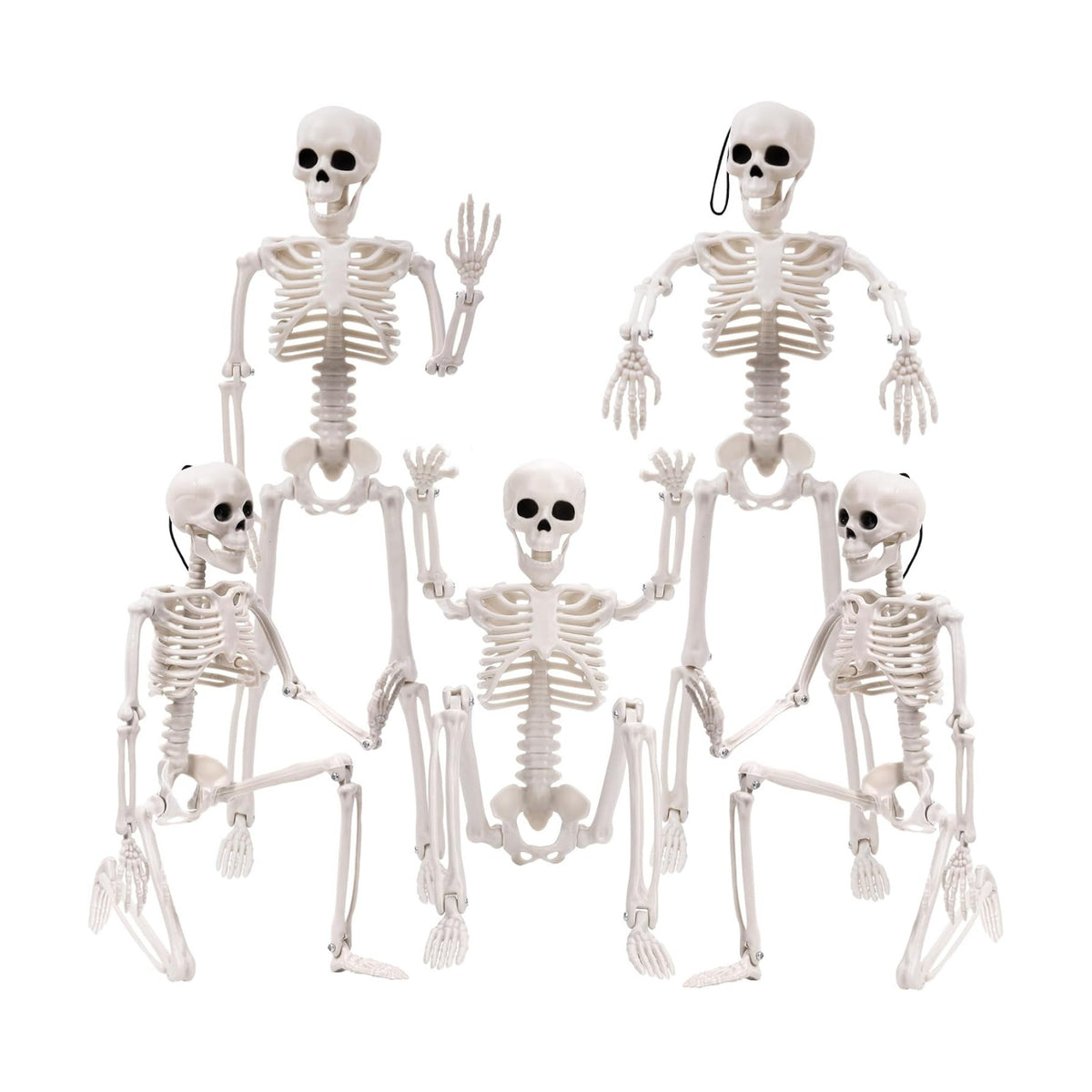 XIMISHOP 5pcs Halloween Skeleton Decoration, 16”Full Body Posable Skeleton