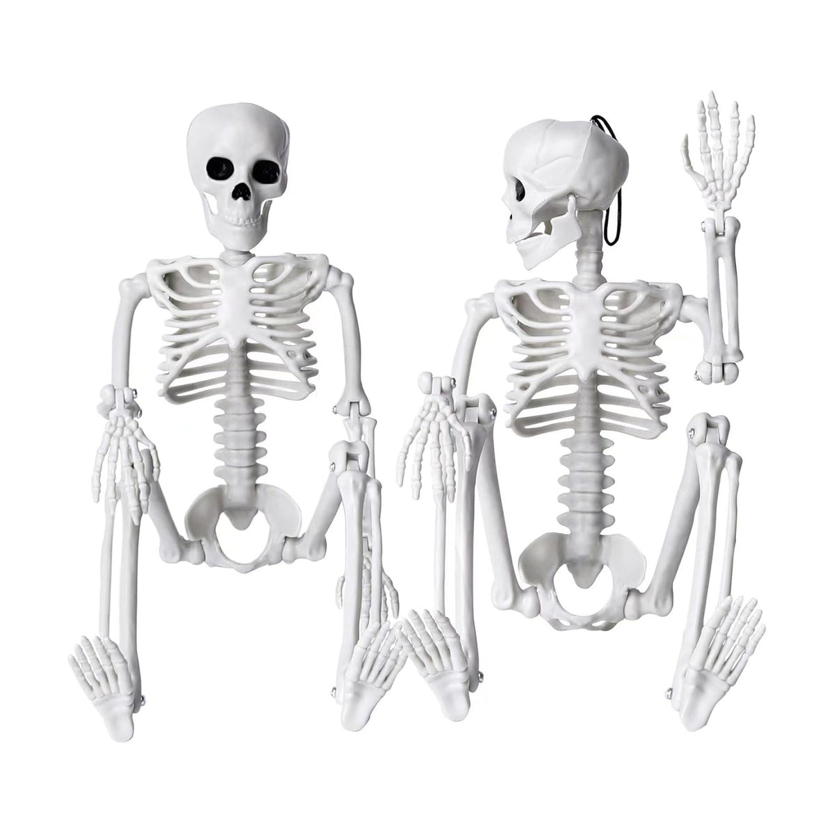 XIMISHOP 2pcs Skeleton Halloween Decoration, 16” Hanging Plastic Skeleton