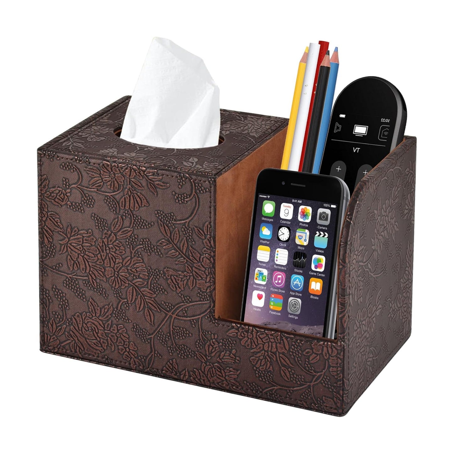 PU Leather Tissue Box Cover Square Tissue Holder Tissues Box Organizer / Retro