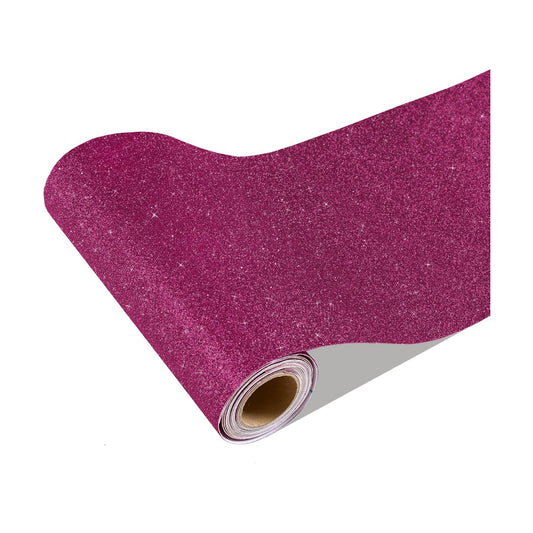Glitter Wallpaper Border " Shiny Glitter Wallpaper Stick and Peel Fabric Wall / 8 x 354 / Deep Pink