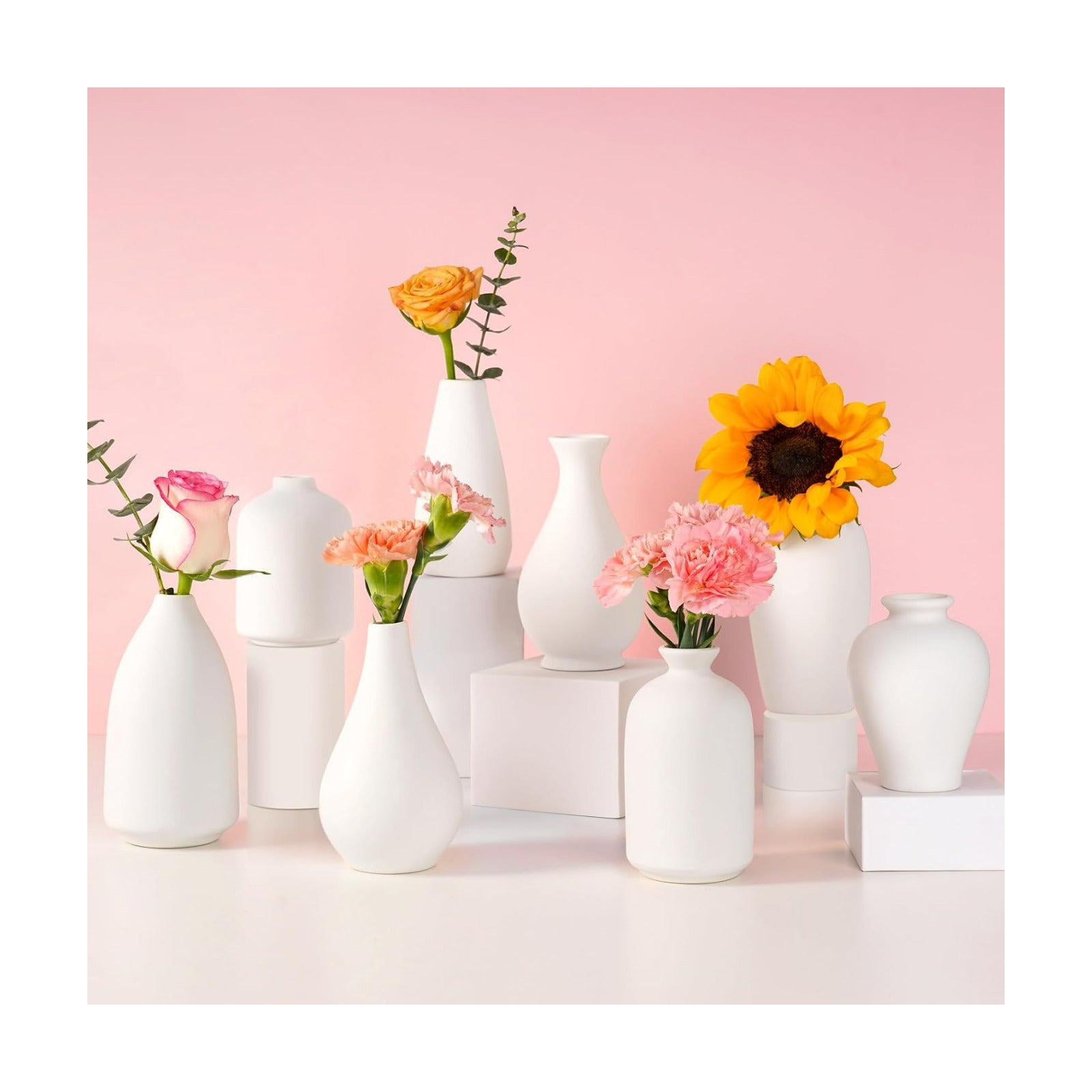 Ceramic Bud Vase / White / Set of 8