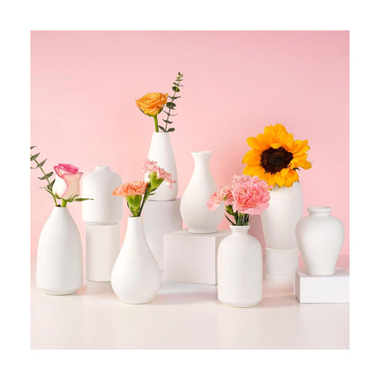Ceramic Bud Vase / White / Set of 8