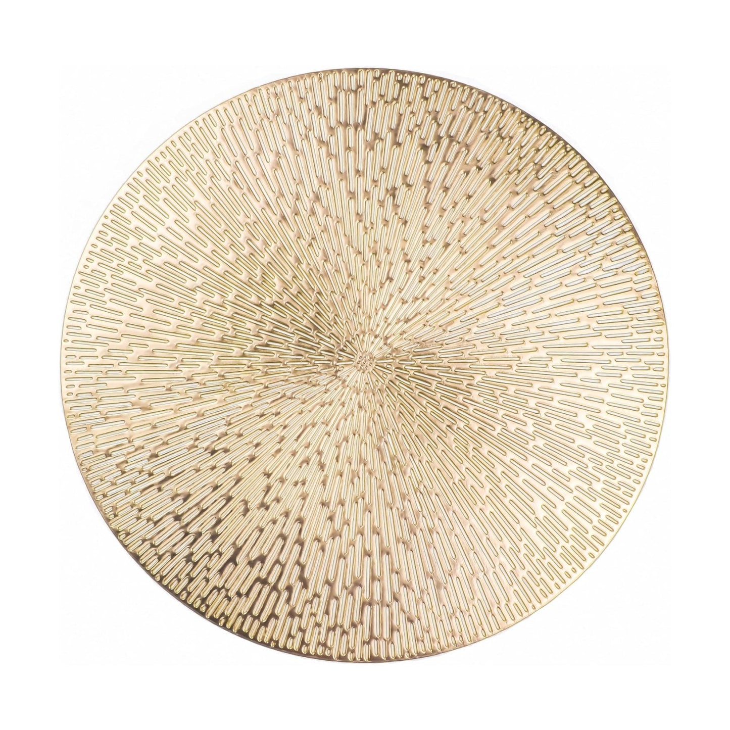 Snowkingdom Round Gold Placemats Set of 12, Gold Vinyl Metallic 15 Inch Round Placemat, Washable Wipeable Hollow Place