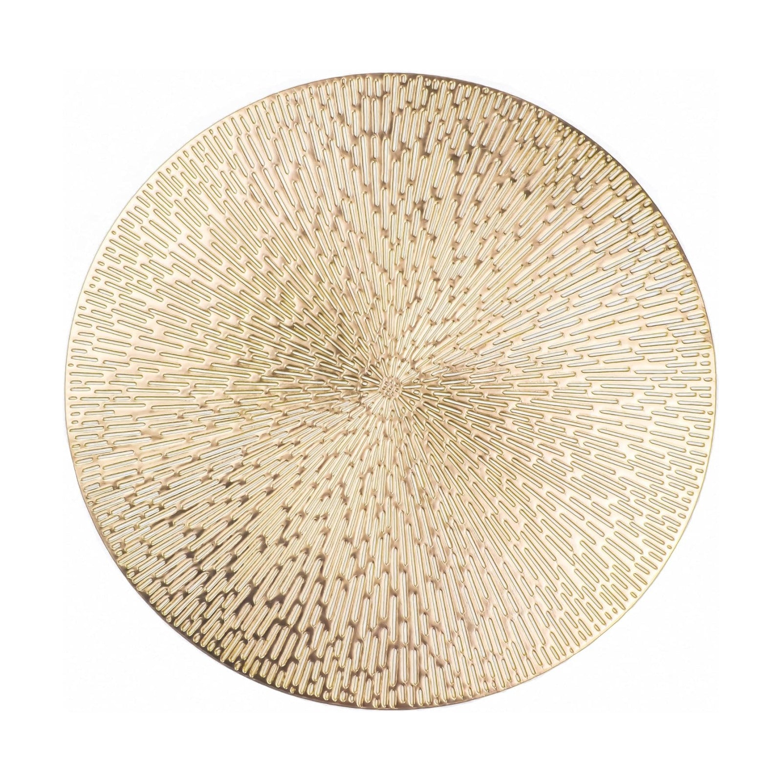 Snowkingdom Round Gold Placemats Set of 12, Gold Vinyl Metallic 15 Inch Round Placemat, Washable Wipeable Hollow Place